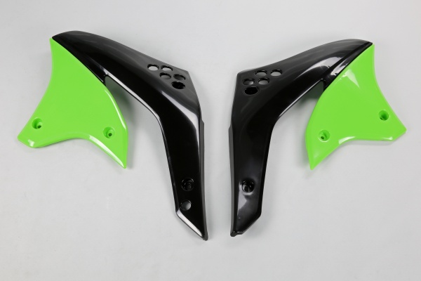 Radiator covers / Black-green - green - Kawasaki - REPLICA PLASTICS - KA03770-026 - UFO Plast