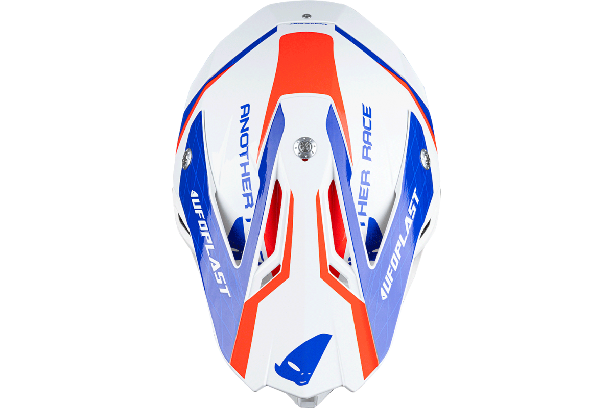 Motocross helmet Diamond white, red and blue - HIGHLIGHT - he054 - UFO Plast