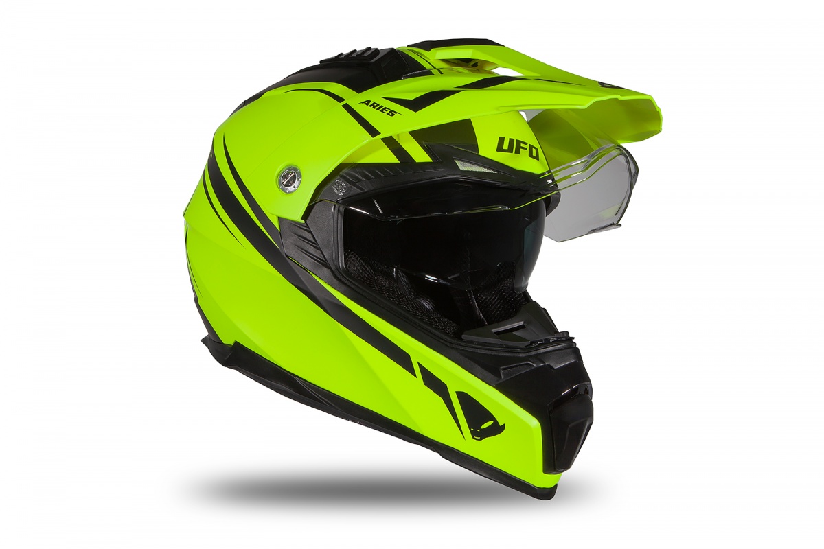 Motocross Enduro helmet Aries black and neon yellow matt - Helmets - HE179 - UFO Plast