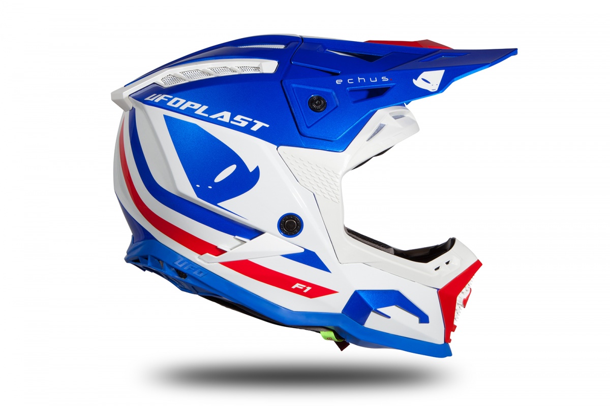 Motocross helmet Echus blue, white and red glossy - Home - HE168 - UFO Plast