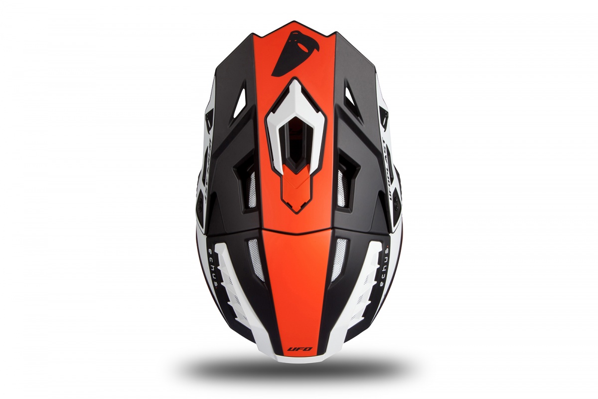 Motocross helmet Echus black, orange and white matt - NEW PRODUCTS - HE171 - UFO Plast