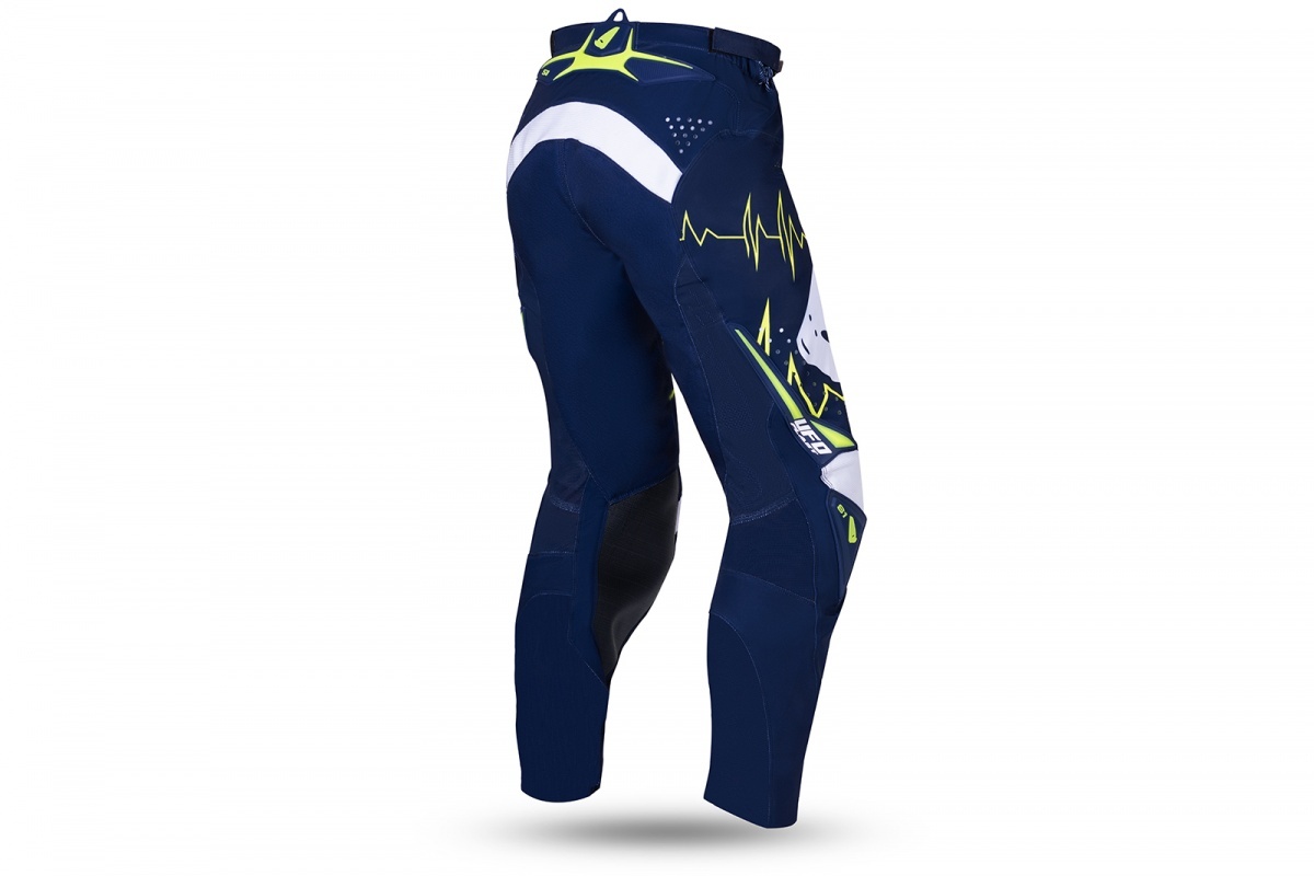 MOTOCROSS SLIM ADRENALINE PANTS BLUE AND NEON YELLOW - ADULT - PI04486-N - UFO Plast