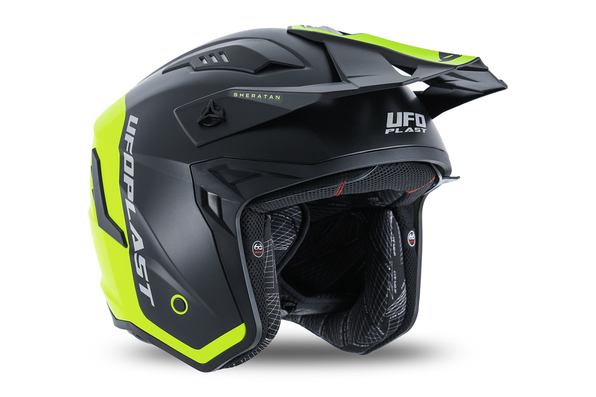 Sheratan cross jet helmet neon yellow and black